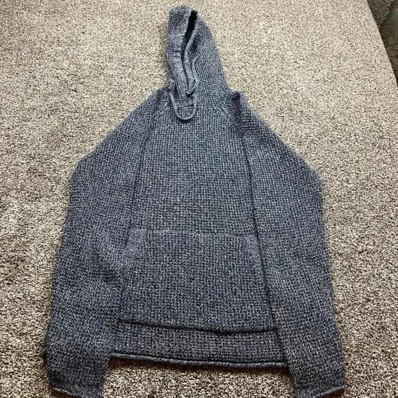 Abercrombie Fitch Knit Hoodie Mens L Blue White Speckled - Picture 1 of 7
